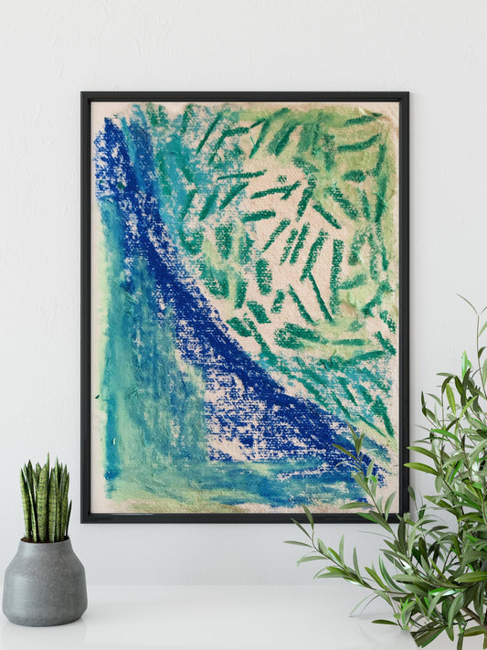 Geometric Contemporary Blue and Green Abstract Art Print